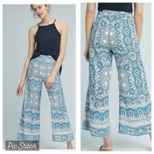Anthropologie Feathers Bone Talese Wide Legged Cropped Pants